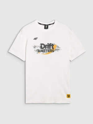 4F T-shirt regular z nadrukiem uniseks 4F x Drift Masters - biały XS