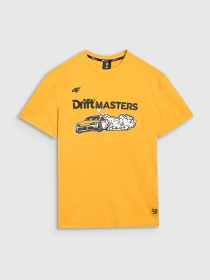 4F T-shirt regular z nadrukiem męski 4F x Drift Masters - żółty XL