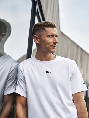 4F T-shirt regular z nadrukiem męski 4F x Robert Lewandowski - biała XL