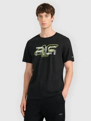4F T-shirt regular z nadrukiem męski 4F x Robert Lewandowski - czarny XL