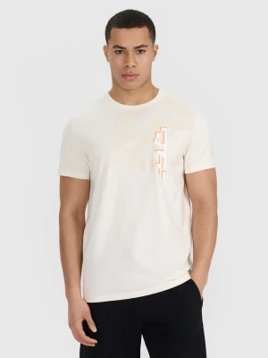 Zdjęcie produktu 4F T-shirt regular z nadrukiem męski - beżowy L