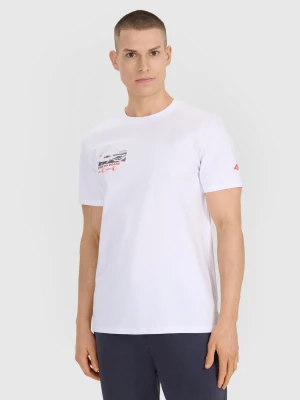 4F T-shirt regular z nadrukiem męski - biały L