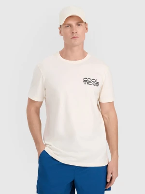 4F T-shirt regular z nadrukiem męski - biały S