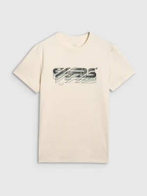 4F T-shirt regular z nadrukiem męski - biały L