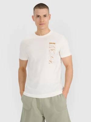 4F T-shirt regular z nadrukiem męski - biały XXL