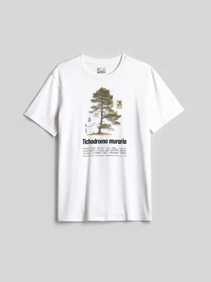 4F T-shirt regular z nadrukiem męski - biały M