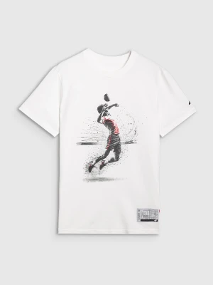 4F T-shirt regular z nadrukiem męski - biały M