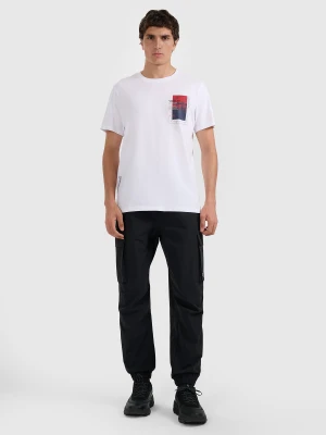 4F T-shirt regular z nadrukiem męski - biały M