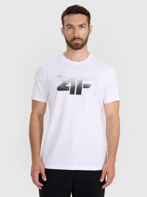 4F T-shirt regular z nadrukiem męski - biały XL
