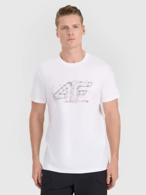 4F T-shirt regular z nadrukiem męski - biały XL