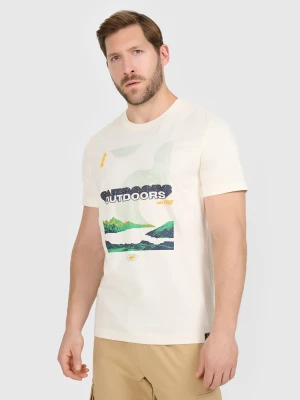 4F T-shirt regular z nadrukiem męski - biały M