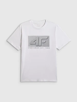 4F T-shirt regular z nadrukiem męski - biały M