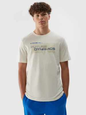 4F T-shirt regular z nadrukiem męski - biały L