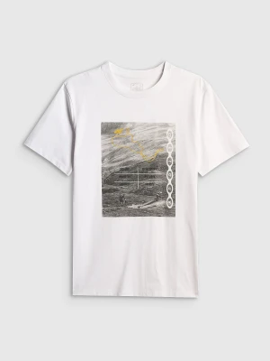 4F T-shirt regular z nadrukiem męski - biały XXL