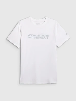 4F T-shirt regular z nadrukiem męski - biały M