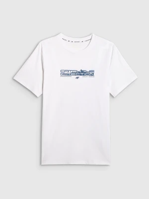 4F T-shirt regular z nadrukiem męski - biały M