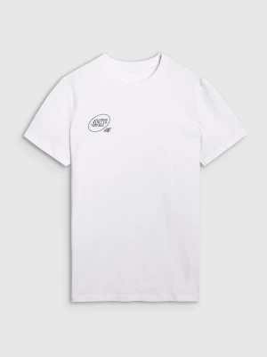 4F T-shirt regular z nadrukiem męski - biały M