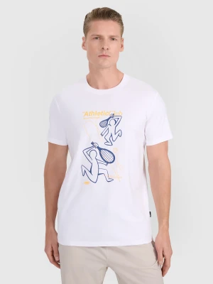 4F T-shirt regular z nadrukiem męski - biały S