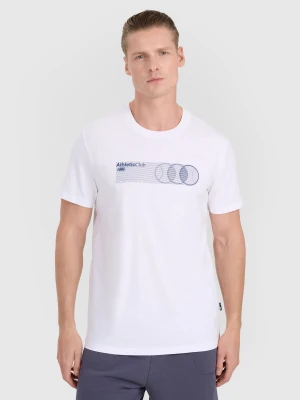 4F T-shirt regular z nadrukiem męski - biały XXL