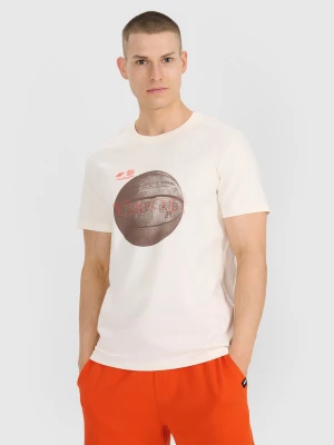 4F T-shirt regular z nadrukiem męski - biały L