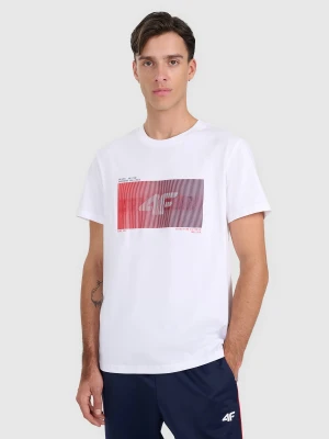 4F T-shirt regular z nadrukiem męski - biały XL