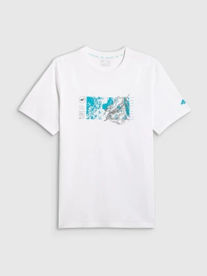 4F T-shirt regular z nadrukiem męski - biały L