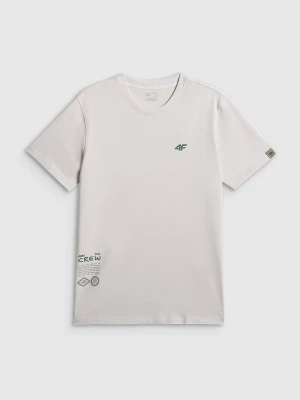 4F T-shirt regular z nadrukiem męski - biały XXL
