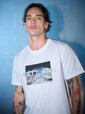4F T-shirt regular z nadrukiem męski - biały M