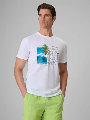 4F T-shirt regular z nadrukiem męski - biały S