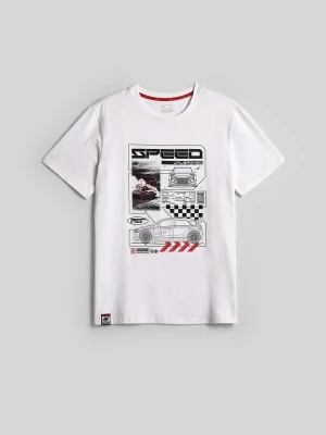 4F T-shirt regular z nadrukiem męski - biały L