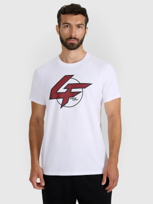 4F T-shirt regular z nadrukiem męski - biały 3XL
