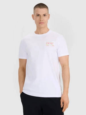 4F T-shirt regular z nadrukiem męski - biały XXL