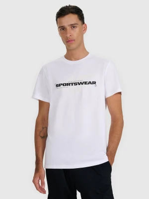 4F T-shirt regular z nadrukiem męski - biały M