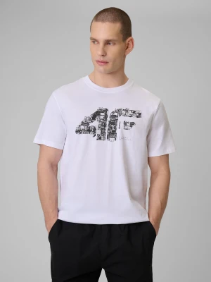 4F T-shirt regular z nadrukiem męski - biały XL