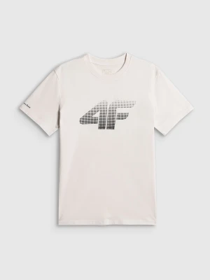 4F T-shirt regular z nadrukiem męski - biały S