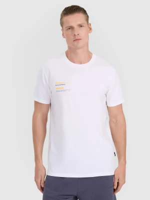 4F T-shirt regular z nadrukiem męski - biały XL