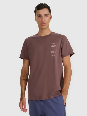 4F T-shirt regular z nadrukiem męski - brązowy M