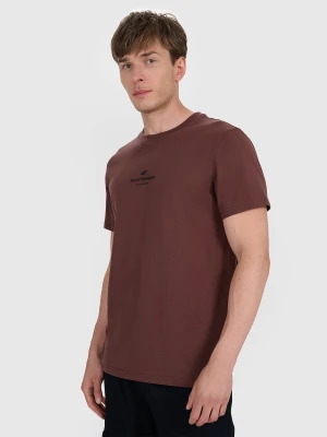 4F T-shirt regular z nadrukiem męski - brązowy M