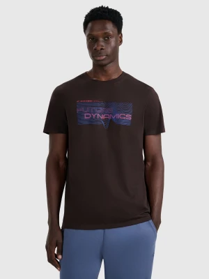 4F T-shirt regular z nadrukiem męski - brązowy XL