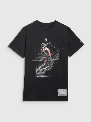 4F T-shirt regular z nadrukiem siatkarskim męski - czarny XL