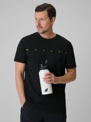 4F T-shirt regular z nadrukiem męski - czarny XXL