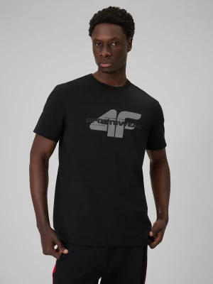 4F T-shirt regular z nadrukiem męski - czarny M