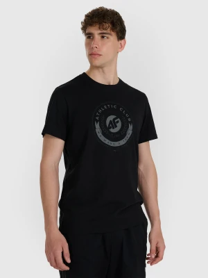 4F T-shirt regular z nadrukiem męski - czarny M