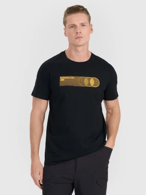 4F T-shirt regular z nadrukiem męski - czarny M