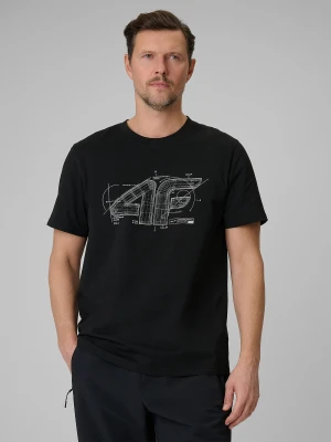 4F T-shirt regular z nadrukiem męski - czarny S