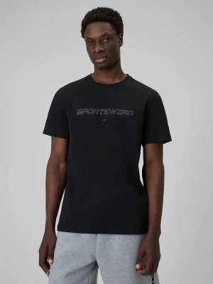 4F T-shirt regular z nadrukiem męski - czarny XXL