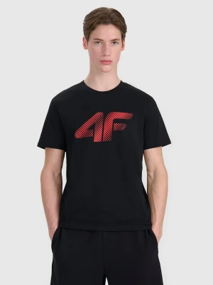 4F T-shirt regular z nadrukiem męski - czarny XXL