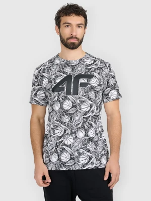 4F T-shirt regular z nadrukiem męski - czarny S
