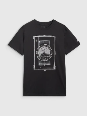 4F T-shirt regular z nadrukiem męski - czarny XL