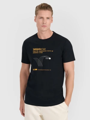 4F T-shirt regular z nadrukiem męski - czarny S